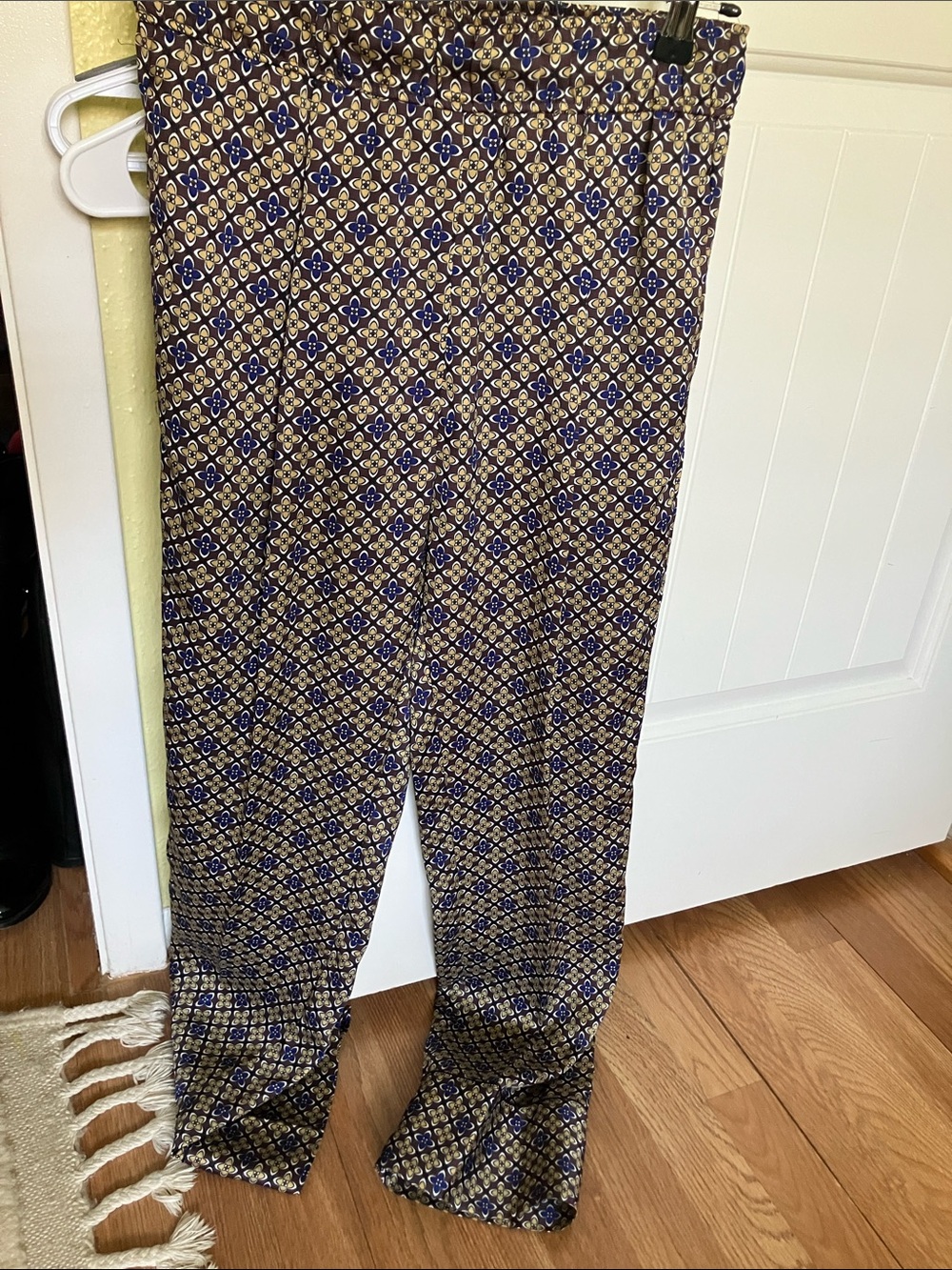 Sandro Navy and Gold Geometric Dress Pants